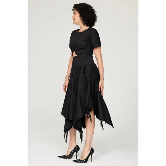 Bibhu Mohapatra Collective Cutout Fringe Dress Black Womens Size 4 - Picture 2 of 10